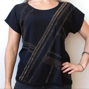 Chico’s Black Label Blouse with Rhinestone Design